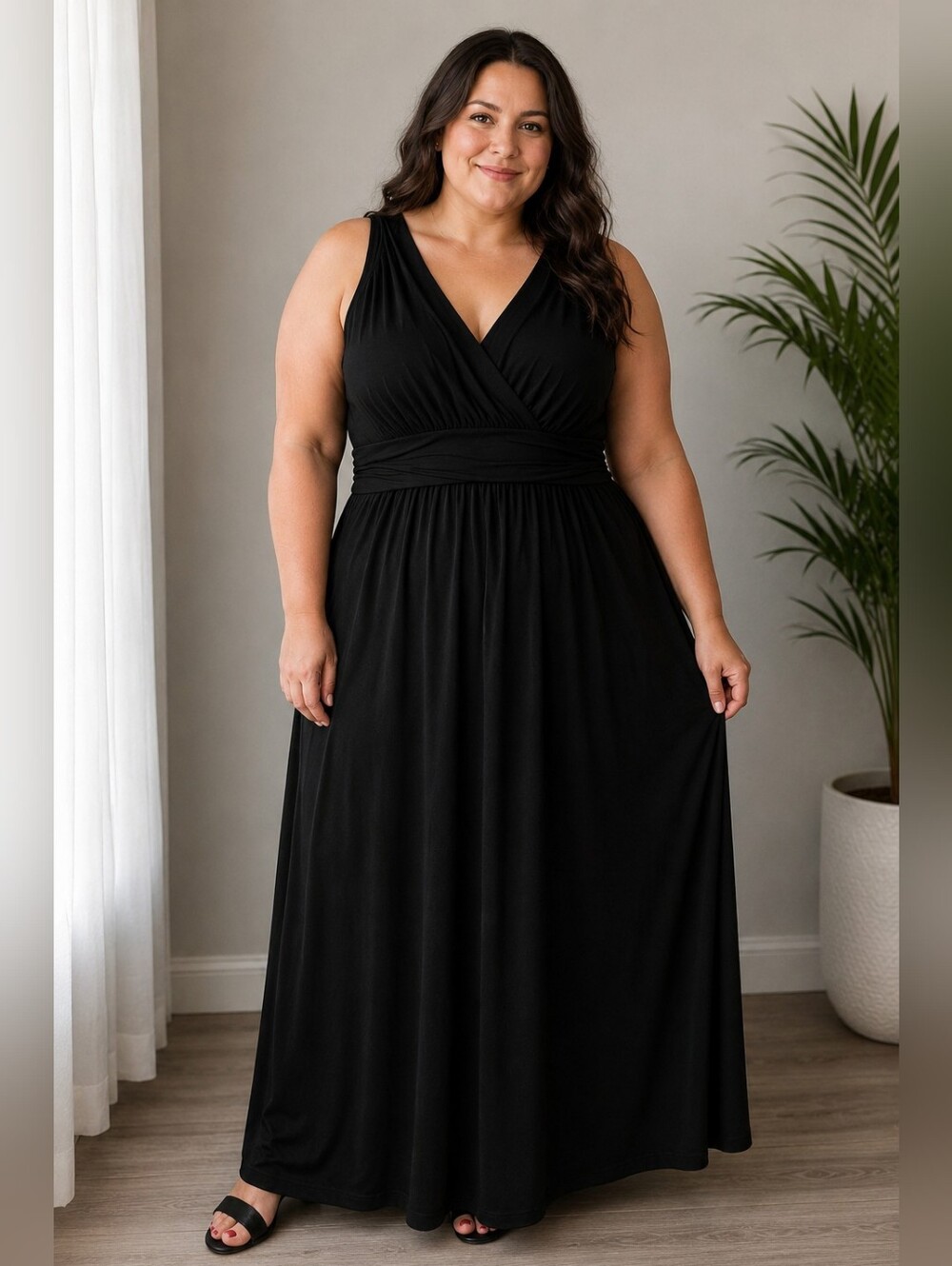 KOH KOH Black Sleeveless Maxi Dress 3X Plus Size